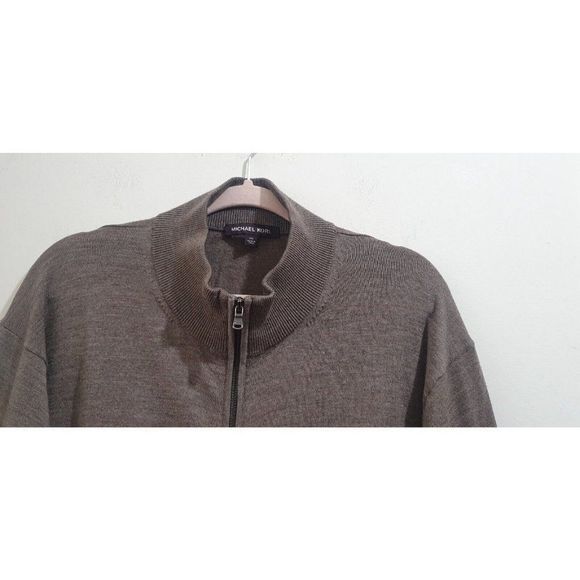 Michael Kors Mens 100% Merino Wool Baseball Jacket Brown Size 2XL - Picture 4 of 11